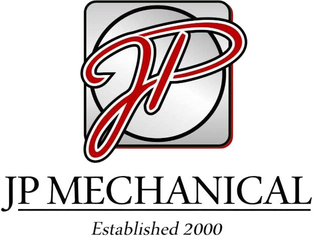 JP Mechanical logo: a red script JP monogram on a silver square, above the words JP Mechanical, Established 2000
